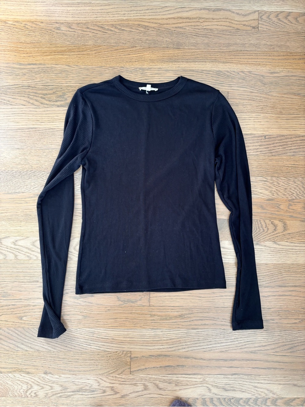 Madewell Black Ribbed Long-Sleeve Tee